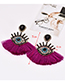 Fashion Purple+navy Eye Shape Design Tassel Earrings