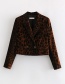 Fashion Brown Leopard Pattern Decorated Simple Coat
