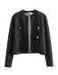 Fashion Black Grid Pattern Decorated Knitted Jacket