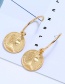 Elegant Gold Color Coins Shape Design Pure Color Earrings
