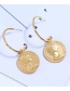 Elegant Gold Color Coins Shape Design Pure Color Earrings