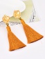 Fashion Yellow Flower Decorated Long Tassel Earrings