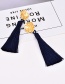 Fashion Black Flower Decorated Long Tassel Earrings