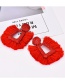 Fashion Red Tassel Decorated Hollow Out Earrings