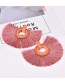 Fashion Pink Round Shape Decorated Tassel Earrings