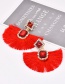 Fashion Khaki Square Shape Diamond Design Tassel Earrings