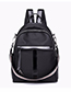 Trendy Black Circular Ring Decorated Pure Color Backpack