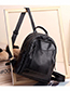 Trendy Black Pure Color Decorated Simple Backpack