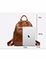 Trendy Brown Pure Color Design Double Zippers Backpack