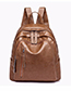 Trendy Brown Muti-layer Zippers Design Backpack