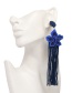 Fashion Blue Flower Shape Decorated Tassel Earrings