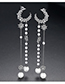 Fashion Silver Color Moon Shape Decorated Tassel Earrings