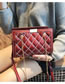 Fashion Claret Red Grids Pattern Decorated Bag