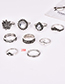 Fashion Silver Color Waterdrop Shape Decorated Rings(9pcs)