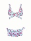 Sexy Pink Flower Pattern Decorated Swimwear(2pcs)