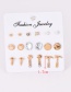 Fashion Gold Color Geometric Shape Decorated Earrings(9pairs)
