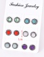 Fashion Multi-color Round Shape Decorated Earrings(6pairs)