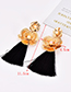 Fashion Black Flower Shape Decorated Tassel Earrings