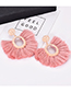 Fashion Pink Oval Shape Decorated Tassel Earrings