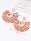 Fashion Khaki Oval Shape Decorated Tassel Earrings