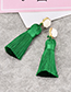 Fashion Khaki Pure Color Decorated Tassel Earrings