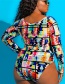 Fashion Multi-color Grid Pattern Decorated Swimwear