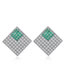 Fashion Silver Color+green Square Shape Decorated Earrings