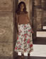 Fashion Beige+red Flowers Pattern Design A-line Skirt