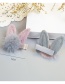 Fashion Gray Rabbit Ear Shape Decorated Pom Ball Hair Rope