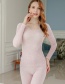 Fashion Light Pink Lace Decorated Pure Color Suits