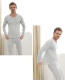 Fashion Light Gray Round Neckline Design Pure Color Men Suits