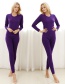 Fashion Purple Thickening Design Pure Color Suits