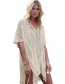 Fashion Beige Pure Color Design Hollow Out Smock