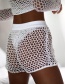 Fashion White Hollow Out Design Pure Color Pants