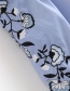 Fashion Blue Embroidered Flowers Decorated Blouse