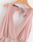Fashion Pink V Neckline Design Pure Color Dress