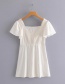 Fashion White Buttons Decorated Pure Color Dress