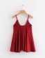 Fashion Claret Red Pure Color Design V Neckline Blouse