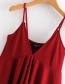 Fashion Claret Red Pure Color Design V Neckline Blouse