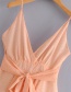 Fashion Pink Pure Color Design V Neckline Jumpsuit