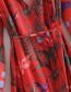 Fashion Red V Neckline Design Long Sleeves Dress