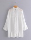 Fashion White Pure Color Design Long Sleeves Dress