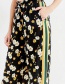 Fashion Black Flowers Pattern Decorated Loose Pants
