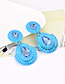 Exaggerated Blue Hollow Out Design Waterdrop Shape Earrings