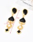 Fashion Black Geometric Shape Design Long Earrings