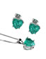 Elegant Light Green Heart Shape Diamond Decorated Jewelry Sets