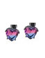 Elegant Plum Red Diamond Decorated Heart Shape Earrings