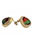 Elegant Green+red Waterdrop Shape Diamond Decorated Earrings
