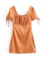 Fashion Orange Pure Color Design U Neckline Dress
