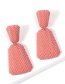 Fashion Pink Wave Shape Design Pure Color Earrings